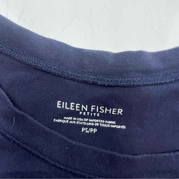 Eileen Fisher women’s petite navy blue ling sleeve shirt PS L107-7 - Picture 6 of 6